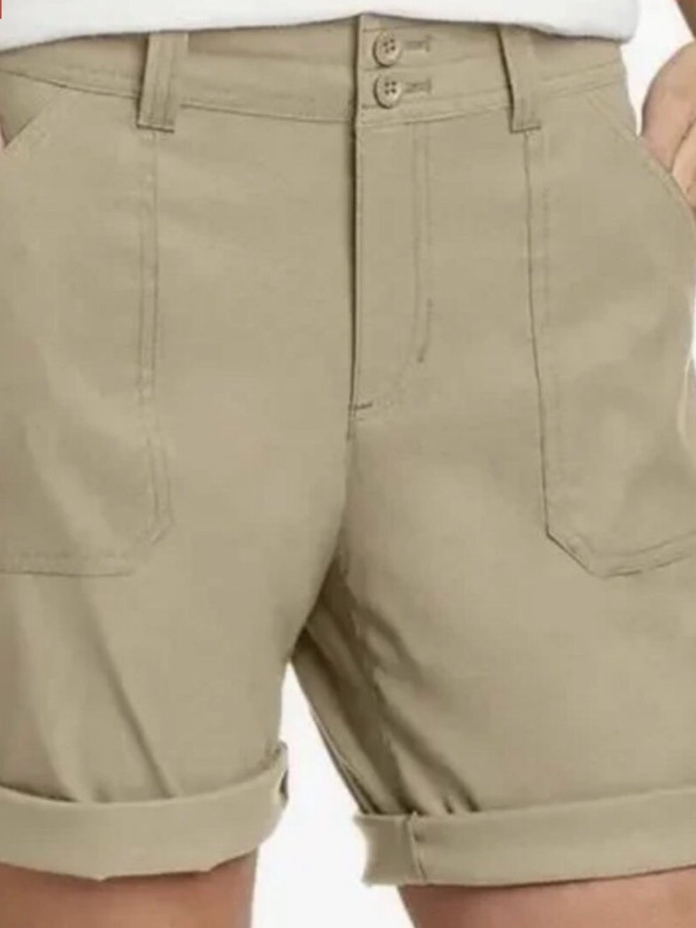 Eddie Bauer Rolled Hem Bermuda Tan Shorts Womens Size 16 NWOT